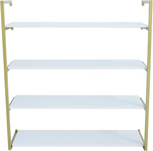 Estantes flotantes de pared, estantes flotantes dorados de 4 capas, estantes colgantes para libros, estante de exhibición para colgar libros,