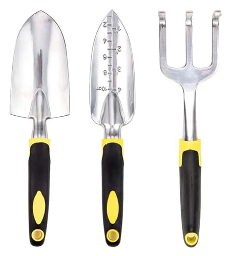 Garden tools Trowel set 3 Piece Set Practical Shovel Scissors Multifunction Hand Tools Gardening Cultivation Supplies(Yellow)