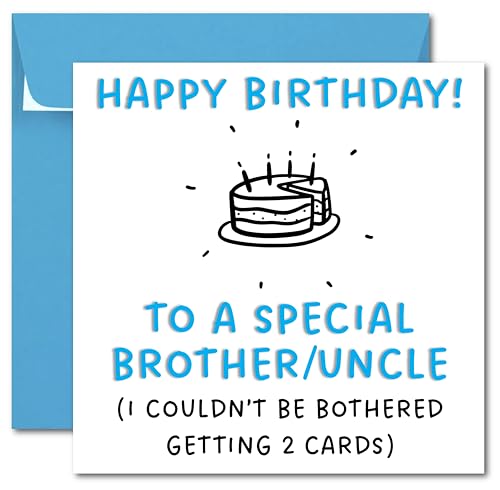 Printperfect - Brother/Uncle - Birthday Cards for Special Brother and Uncle - I Couldnt Be Bothered Getting Two Cards Funny Card for Him - Blue