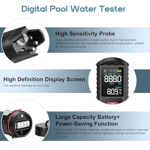 Tester pH et salinité numérique 7-en-1 de précision pour piscine et aquarium - 4