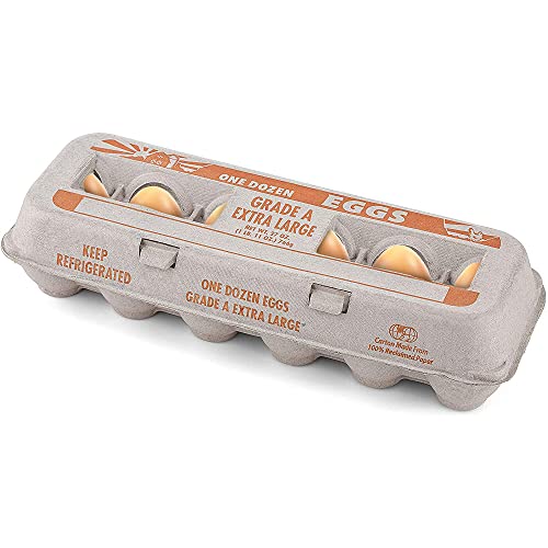 MT Products Printed Natural Pulp Egg Cartons 1 Dozen - Disposable Egg Storage Container (Pack of 25) - Made in the USA