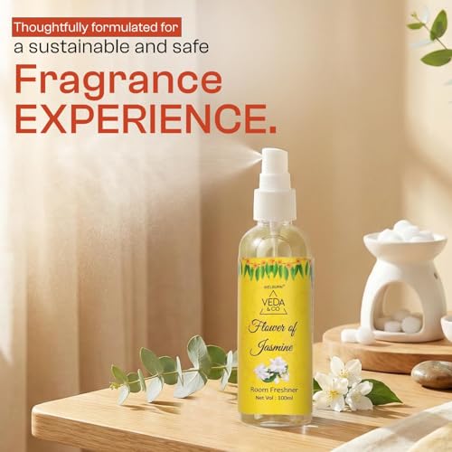 Image of Welburn Veda&Co Room Freshener | Long Lasting Spiritual Aroma Spray for Home, Office & Puja Room | Divine Puja Room & Home Fragrance (Temple, Golden Flower, Jasmine - 100 ml Each)