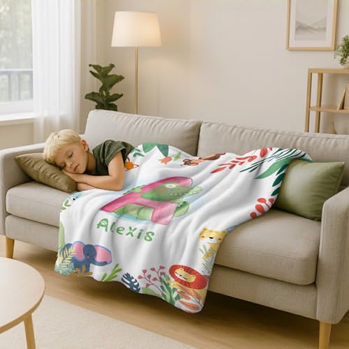 Image of Personalized Baby Blanket with Name, Custom Name Blanket for Kids Soft Flanne Blankets in Easter Personalized Baby Gifts for Infant Newborn Shower (Alphabet)