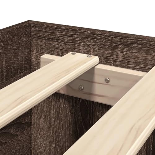 vidaXL Bettgestell, Bett mit Kopfteil, Bettrahmen mit Lattenrost, Doppelbett Schlafzimmerbett mit Stauraum, Braun Eichen-Optik 140x200cm Holzwerkstoff