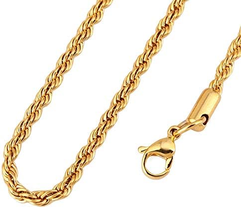 24k Gold Chain 3.5mm – Gold Chains for Men – Gold Necklace for Women – Great Gold Rope Chains for You or a Gift – Lifetime Replacement on All Our Gold Chain Necklaces (Golden, 24)