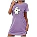 Women's Cute Ghost Print 2025 Halloween Nightgown Sleepshirt Short Sleeve Loose Tshirt Dress Soft Lounge Sleepwear