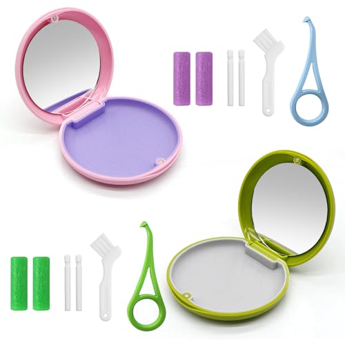 BORISCA 2 Piezas Caja Ferula Dental, Caja Dentadura Postiza con 2 Herramientas Ortodoncia, Portátil Funda Invisible Caja Aparato Dental Magneticamente Invisible Caja Dentadura Postiza (A)