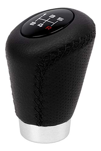 BC CORONA POM30171 1 Pommeau avec Bague Marche Arrière 27mm Modèle Sport Voiture de Changement de Vitesse Cuir Noir