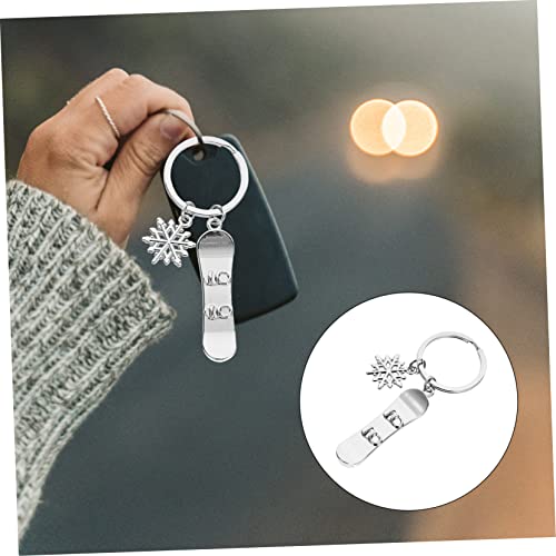 Porte-clés ski robuste pour clés de station snowboard argent - 5
