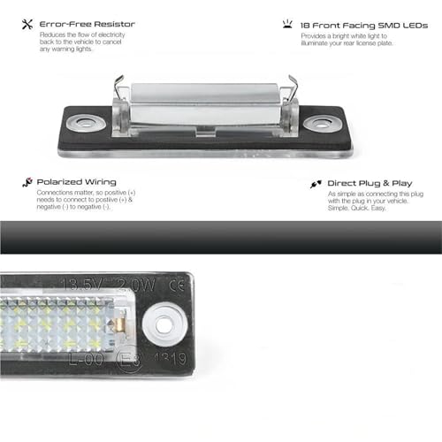 Luces matrícula coche LED evitan multas por bombilla fundida en VW Caddy 2K 5