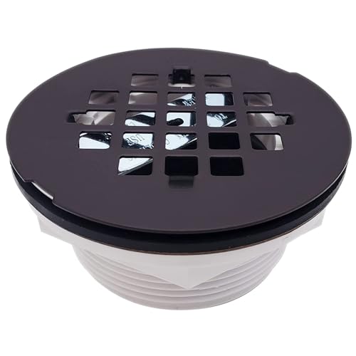 Image of Westbrass A206P-11 2 inch No-Caulk PVC Compression Shower Drain with 4-1 /4 inch Round Grid Cover, Antique Copper