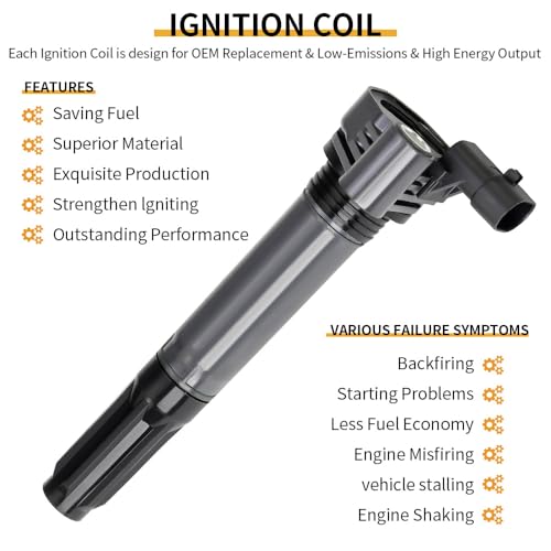 Image of 4 PCS Ignition Coils Pack UF649 68070492AB with Iridium Spark Plugs Compatible with 2012-2017 Fiat 500 1.4L L4