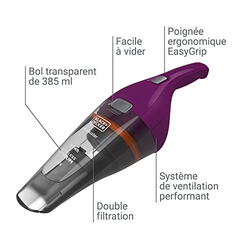 Black+Decker Handstofzuiger draadloos, 5,4 W, licht, praktisch en ergonomisch, 385 ml, 3,6 V, NVC115W-QW - Image 3