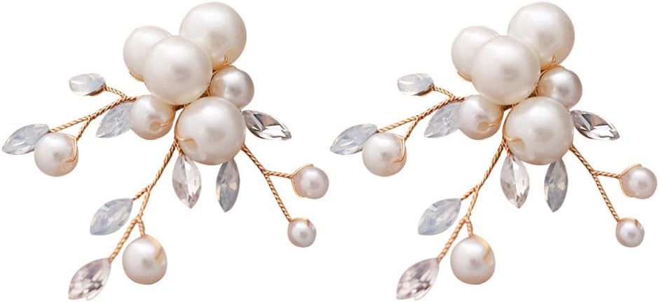 Removable Pearl Shoe Buckle Clip on Shoe Accessories Elegant Decorations for Wedding Party Bridal 2.8X2.2X0.4 Inch