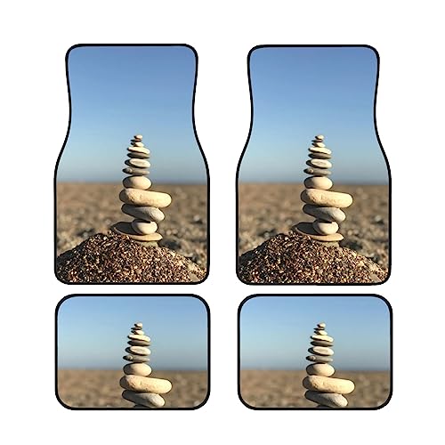 Tapis de sol voiture universels Pebble 4 pièces tapis auto avant arrière noirs