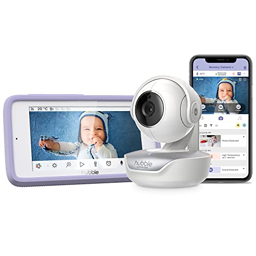 Image of Hubble Nursery Pal Premium 5-inch Touch Screen Smart HD Connected Video Baby Monitor with Remote Pan and Tilt Digital Zoom Camera - White