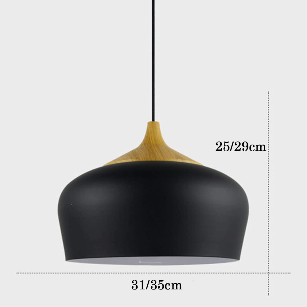 Lámparas Colgantes Modernas de Madera, lámparas de Techo con cúpula metálica, Casquillo E27 para Comedor, Pasillo y Dormitorio. Luminaria Elegante para la decoración del hogar.