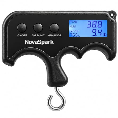 NOVASPARK Digital Bow Scale, 110 lb Archery Scale with Peak, Hold & Let-Off | Draw Weight Tester for Compound and Recurv