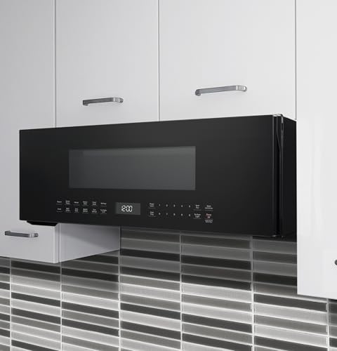 Image of GE Profile 30 inch Over-the-Range Low Profile Microwave, 1.2 Cu. Ft., 1000 Watts, 400 CFM Hood Vent, LED Lighting, Auto Defrost, Installer-Friendly, Black, UVM9125DYBB
