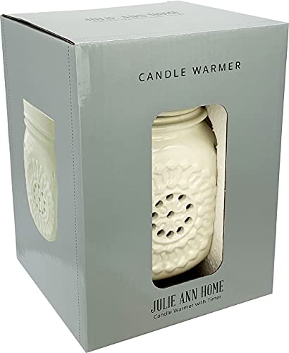 Mason Jar Ceramic Candle Warmer Electric With Safety Timer | Automatic Plug In Fragrance Warmer For Scented Wax Melts, Cubes, Tarts | Air Freshener Set For Home Décor, Office, And Gifts #TOP4