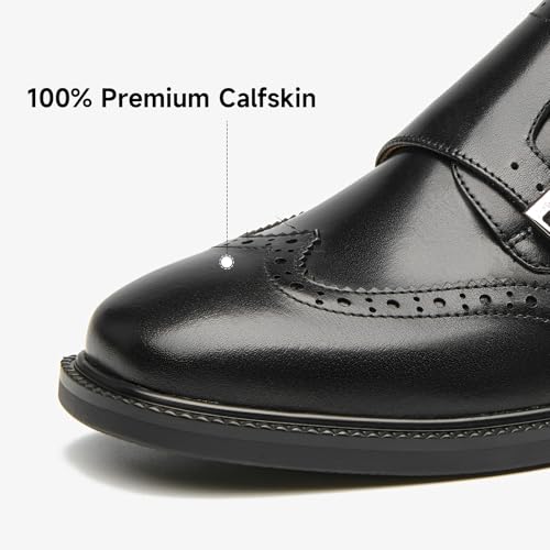 Image of BEAU TODAY Women Monk Strap Loafers Cap Toe Business Causal Loafer Shoes