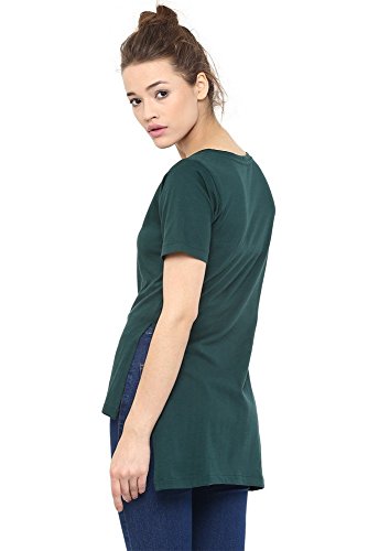Image of Miss Chase Women's Green Solid High Low Slit Tops