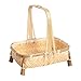 Qianly Serving Basket Woven Fruit Basket Rectangular Multipurpose Bread Basket Woven Bamboo Basket Tray for Home Vegetables, Wood Color