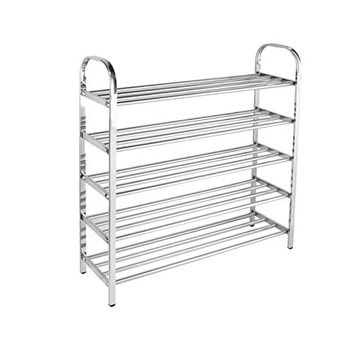 Rsmmpqa Zapatero apilable de 5 estantes, organizador de almacenamiento de zapatos de metal, ahorra espacio y versátil para sala de estar, dormitorio, cocina, organizador de zapatos