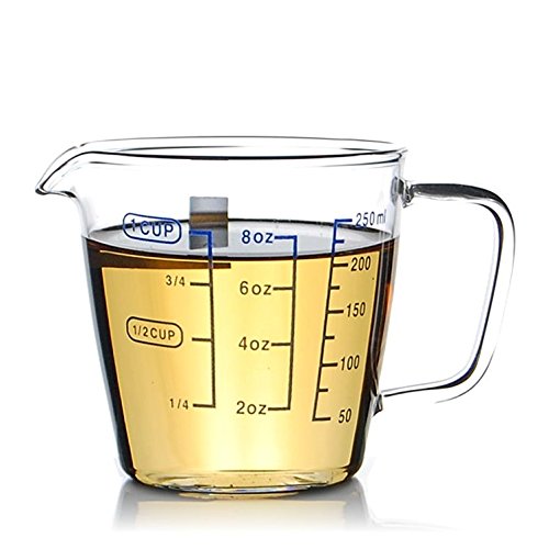 1 Cup Borosilicate Glass Measuring Cup With 50ML Intervals Scale New Kitchen Accessories Easy Measure Liquid Powder Milk Cups