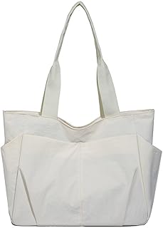 [saliwind] トートバッグ 超軽量 レディース メンズ 大容量 a4 可愛い ナイロン 防水 無地 ファスナー付き 通勤 通学旅行 シンプル カジュアル