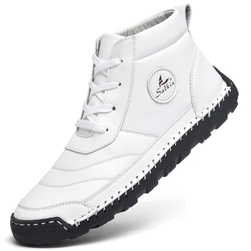 Image of Men's Casual Leather Handmade High Boots Fashion Lace-Up Non-Slip Sneakers Outdoor Comfort Retro Walking Driving Ankle Chukka Bootie