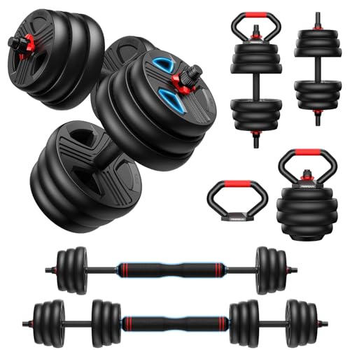 FDS1 Adjustable dumbbell set, 90lbs Free Weights set with upgraded nut, 5 in 1 Weight Set Used as...