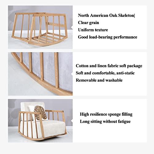 Waeyz Scandinavian Solid Wood Nursery Rocking Chairs, Home Simple Modern Recliner, Lazy Leisure Nap Rocking Chair, Living Room Sofa Chair (Color : Original White, Size : 60Cm*97Cm*80Cm) #TOP2