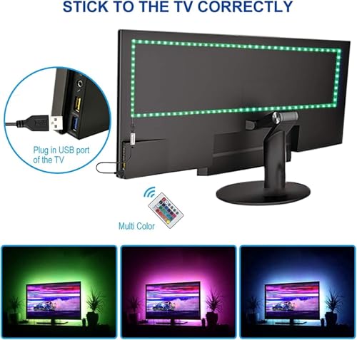 Image of CBK 5V USB LED Flexible Strip Light Mood Light Multicolor Options /Mode TV Background Lighting 5050 RGB IP65 200 CM- 30 LED /M with 24 Key Controller (Multicolor, 2 Meter)