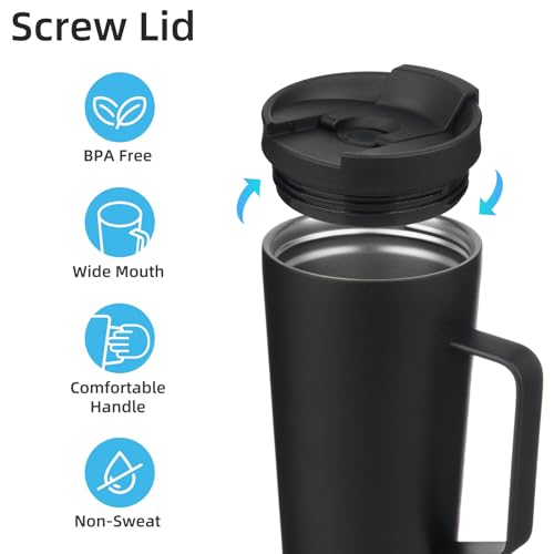 Image of Konokyo 26 oz Insulated Tumbler with Handle & Straw, Stainless Steel Mug