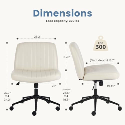 image for DUMOS Criss Cross Chair with Wheels, Legged Office Armless Wide Desk S