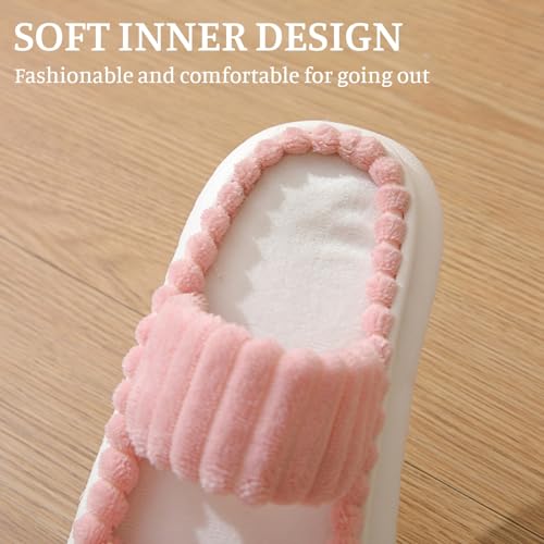 Fuzzy Slippers Women Memory Foam House Bedroom Crossbands Open Toe Slides Sandals, Indoor Outdoor Cute Fuzzy Cloud Shoes Comfy Soft Slip On Slippers for Women 20254