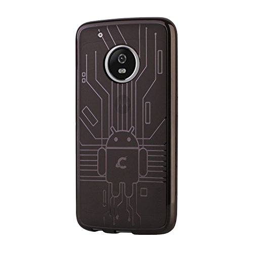 Cruzerlite Moto G5 Plus Case, Bugdroid Circuit TPU Case for Motorola Moto G5 Plus - Retail Packaging - Smoke