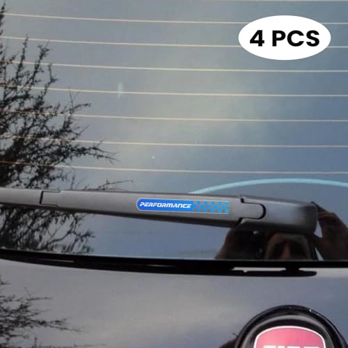Image of 4Pcs Performance Sticker for Car Wiper Stickers All Cars Rear Wiper Car Sticker Exterior Decal Vinyl L x H 10 x 1.5Cm (Blue)