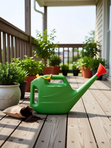 Image of 5 Litre Green Garden Watering Can & 1.5 Litre Transparent Blue Hand Pressure Sprayer Combo Pack | Dual-Handle Water Pot with Detachable Shower & Adjustable Brass Nozzle Pump Spray for Indoor & Outdoor