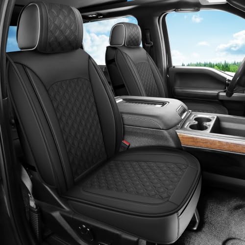 GEZHOUBA Custom Fit Seat Covers for Silverado GMC Sierra Leather Front Seat