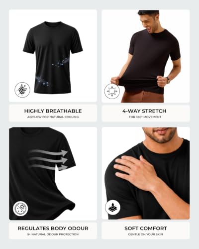 Image of Wellbi Bamboo Men's Tshirt - Ultra-Soft, Breathable & Sustainable | Premium Cotton Blend for Supreme Comfort | Stylish & Eco-Friendly T-Shirt for Men | Tshirt Men Cotton