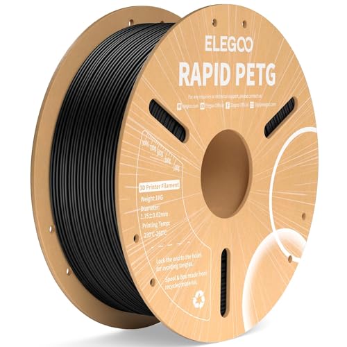 Image of ELEGOO Rapid PETG Filament 1.75mm Black 1KG, High Speed 600mm /s 3D Printer Filament Dimensional Accuracy + /- 0.02 mm, 1kg Cardboard Spool(2.2lbs) Fits for Most FDM 3D Printers