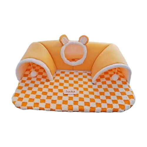 LOL-FUN 猫用トンネルベッド インタラクティブ 吊り下げボール付き 軽量プレイセンター 猫用遊び小屋 ウサギ 小動物 ハムスター ウサギ, S