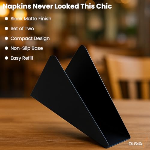 Image of RUWA Napkin Holder for Dining Table - Tissue Paper Stand for Kitchen, Table, Home Decor, Office, Restaurant, Tissue Dispenser Organizer for Dinner Tables, Kitchen, Bathroom | Pyramid | Set of 2