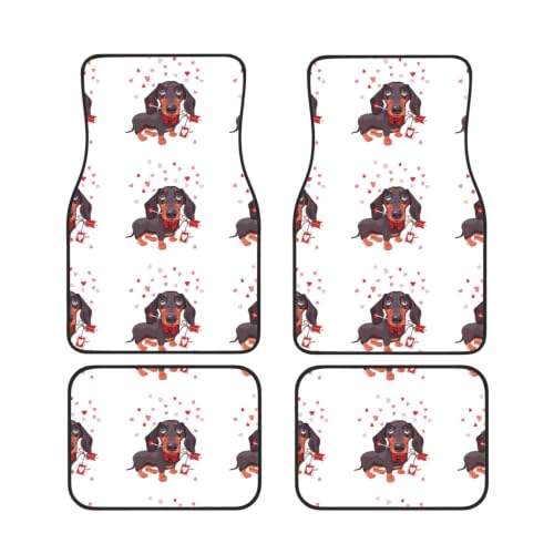 Alfombrillas de neopreno para coche con diseño de perro salchicha juego de 4 piezas antideslizantes