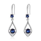 Weviway Sapphire Teardrop Dangle Earrings, Silver, Blue Crystal, September Birthstone, Women's Handmade Jewellery - Image 1