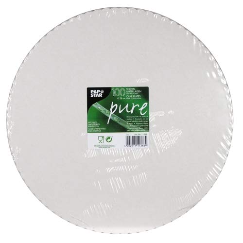 PAPSTAR 100 Lot de 100 feuilles à tarte rondes en carton blanc avec bord dentelé Ø 28 cm