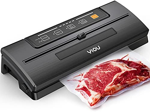YIOU Vacuum Sealer Machine, Food Storage Machine, 80kPa Pro Vacuum Food Sealer for Food with Starter Kit, Dry Moist Mode Easy to Clean, Automatic Vacuum Sealer Machine, Black