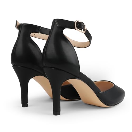 Image of JOY IN LOVE Closed Toe Heels Pumps for Women 3IN Stiletto Pointed Toe Ankle Strap Heels